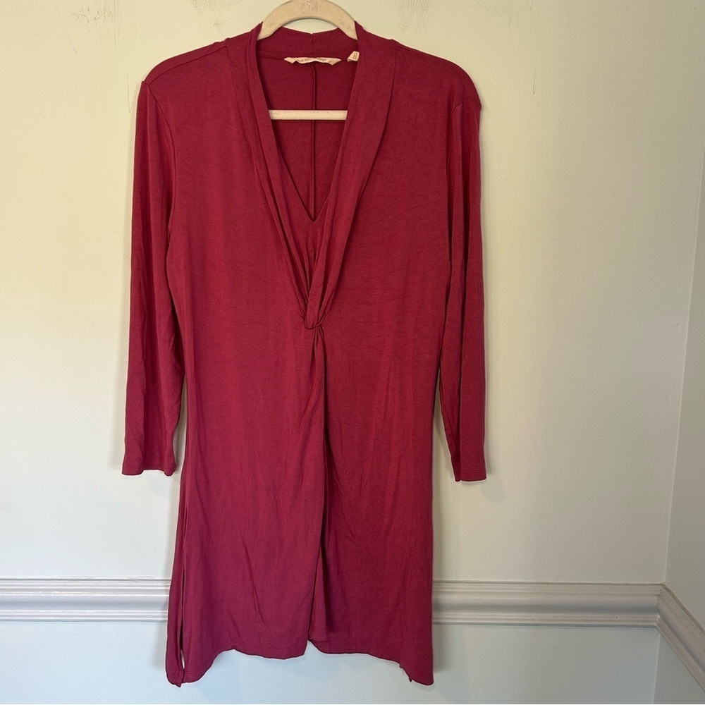 Soft Surroundings Jemez Pink Mauve 3/4 Sleeve V-Neck Tunic Blouse Size Medium